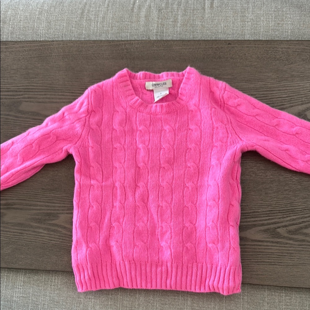 Crewcuts Pink Cozy Cable Knit Crew Neck Sweater